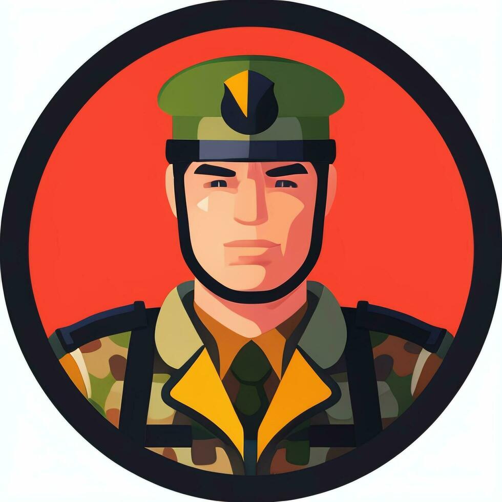 AI generated Soldier Avatar Potrait Icon Clip Art Sticker Decoration Simple Background photo