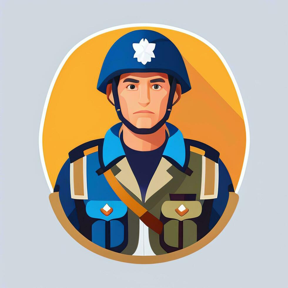 AI generated Soldier Avatar Potrait Icon Clip Art Sticker Decoration Simple Background photo