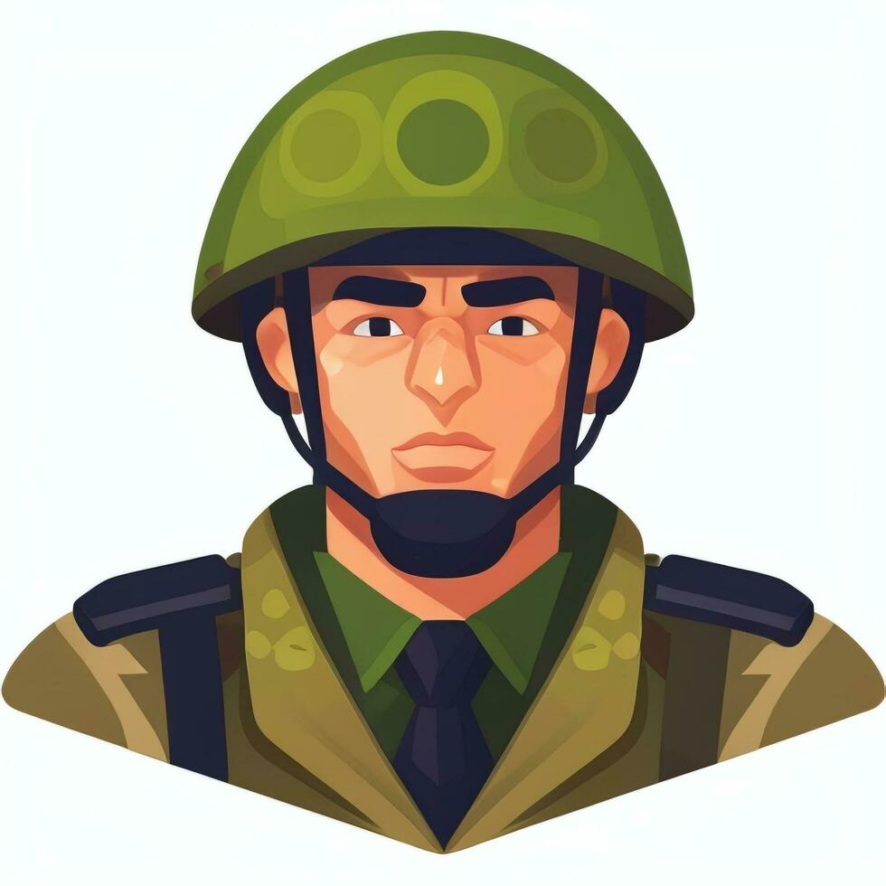 AI generated Soldier Avatar Potrait Icon Clip Art Sticker Decoration Simple Background photo