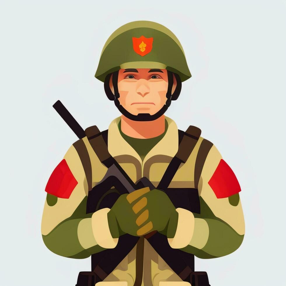 AI generated Soldier Avatar Potrait Icon Clip Art Sticker Decoration Simple Background photo