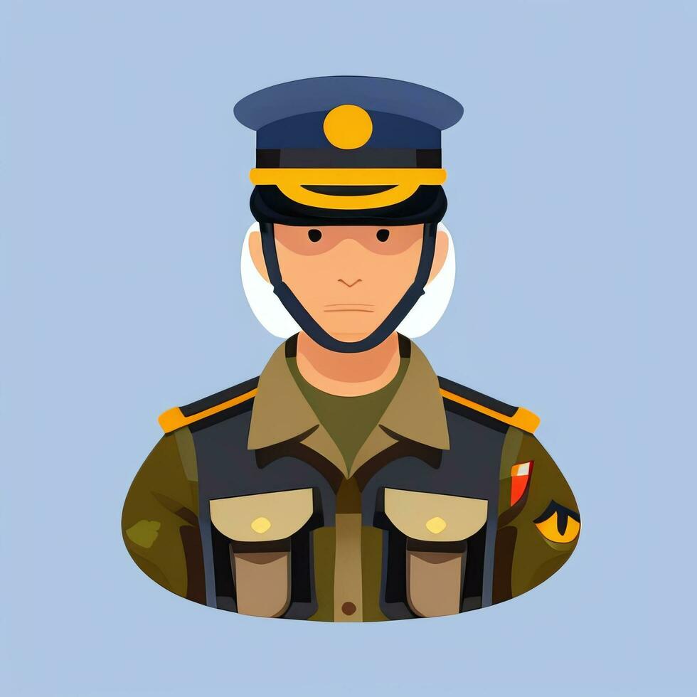 AI generated Soldier Avatar Potrait Icon Clip Art Sticker Decoration Simple Background photo