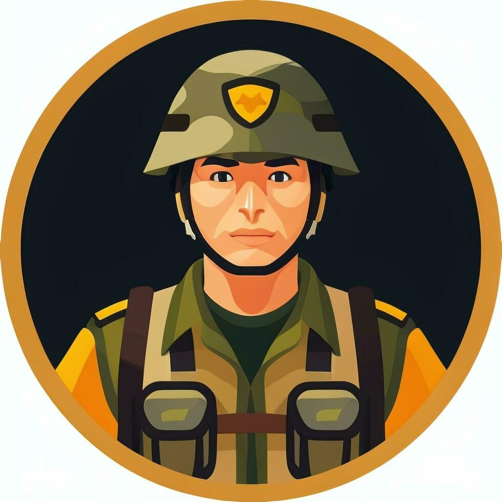 AI generated Soldier Avatar Potrait Icon Clip Art Sticker Decoration Simple Background photo