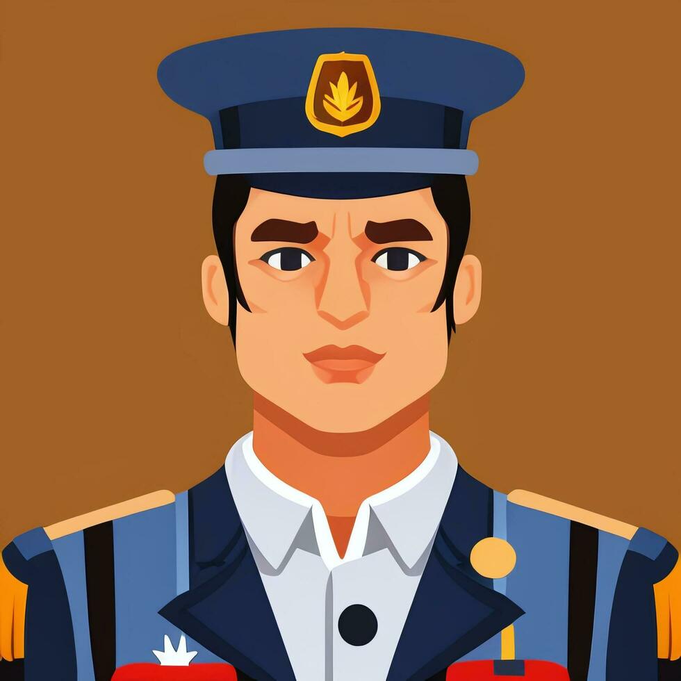 AI generated Soldier Avatar Potrait Icon Clip Art Sticker Decoration Simple Background photo