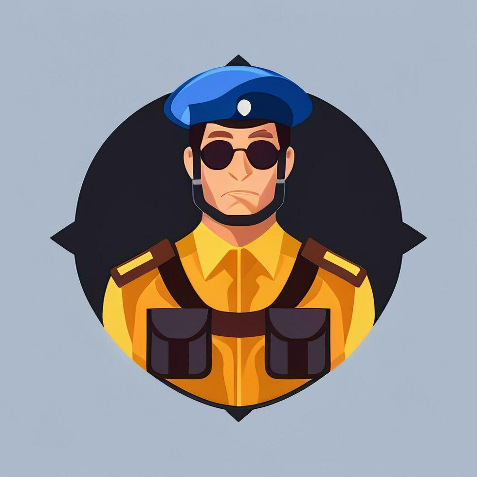 AI generated Soldier Avatar Potrait Icon Clip Art Sticker Decoration Simple Background photo