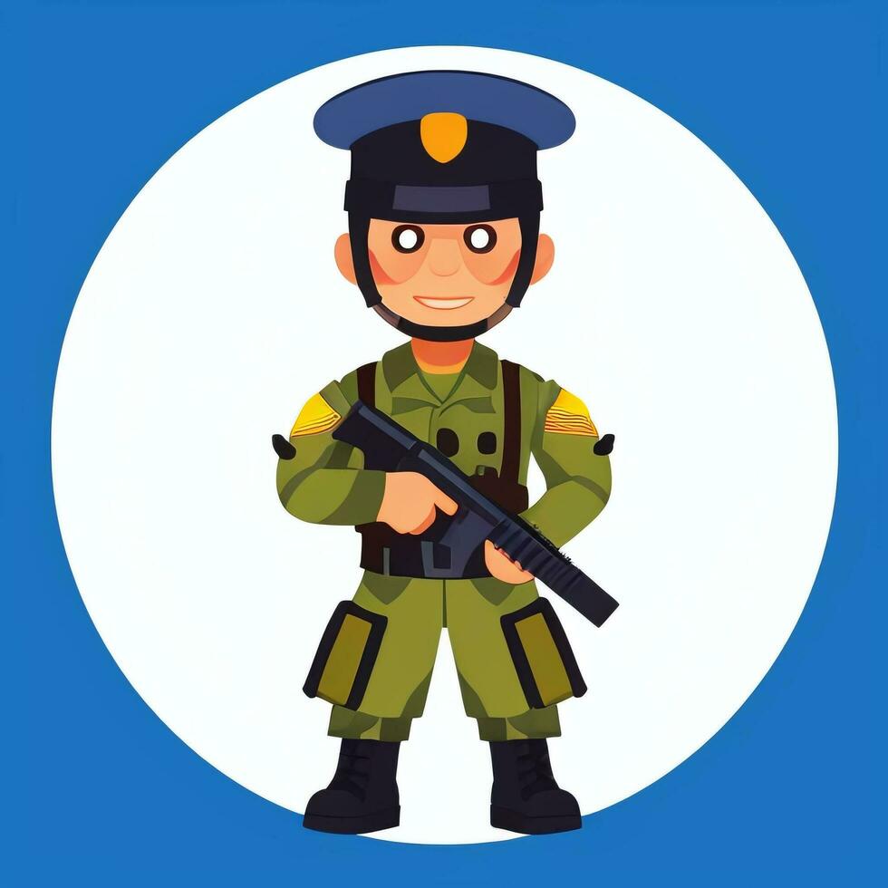 AI generated Soldier Avatar Potrait Icon Clip Art Sticker Decoration Simple Background photo