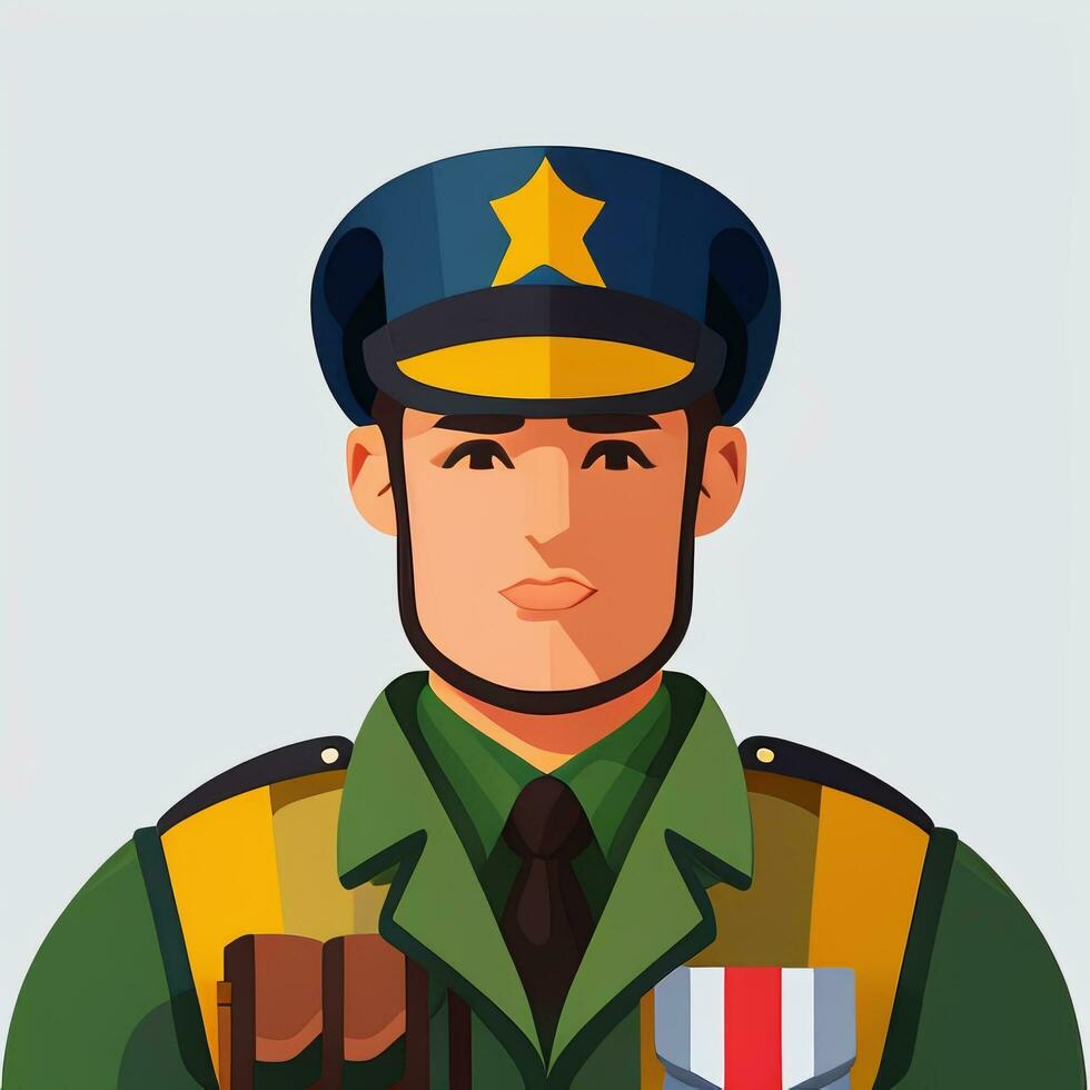 AI generated Soldier Avatar Potrait Icon Clip Art Sticker Decoration Simple Background photo