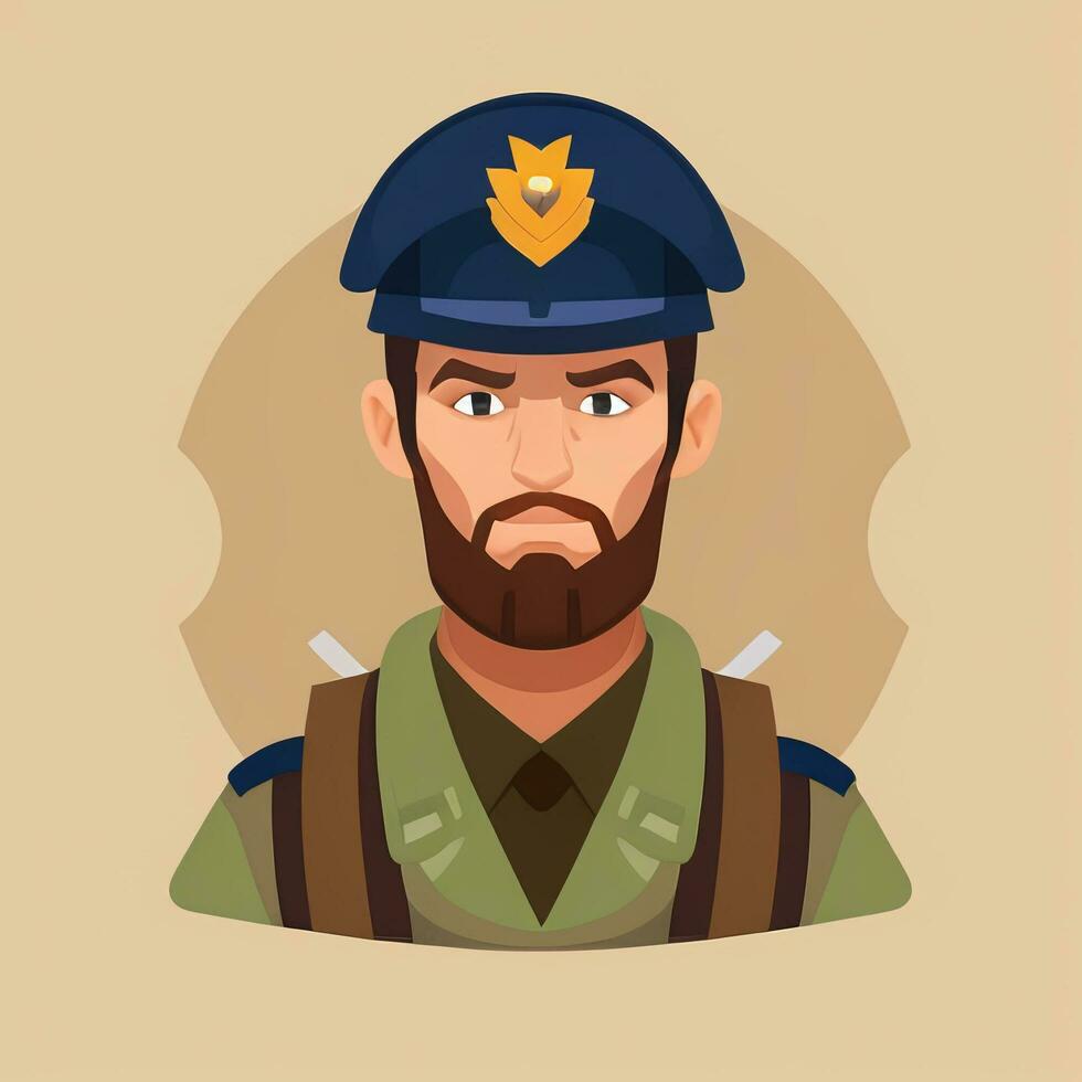 AI generated Soldier Avatar Potrait Icon Clip Art Sticker Decoration Simple Background photo