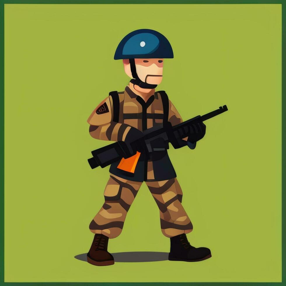 AI generated Soldier Avatar Potrait Icon Clip Art Sticker Decoration Simple Background photo