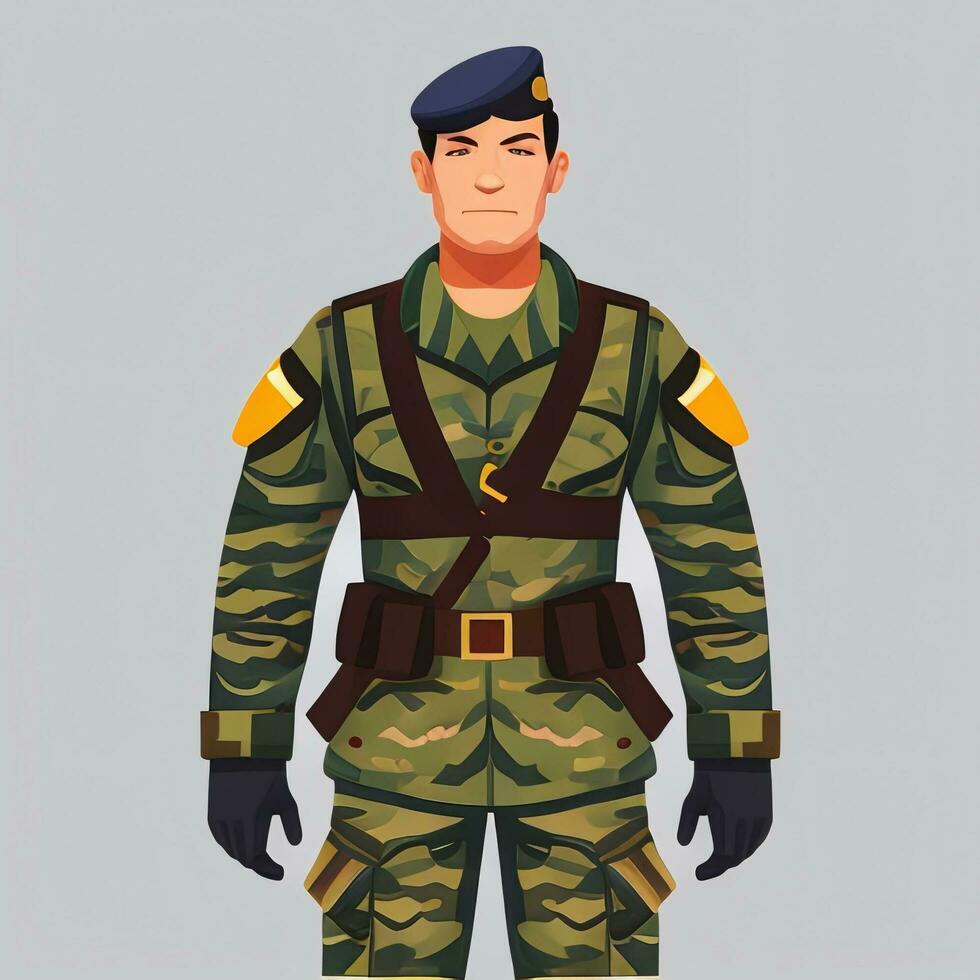 AI generated Soldier Avatar Potrait Icon Clip Art Sticker Decoration Simple Background photo