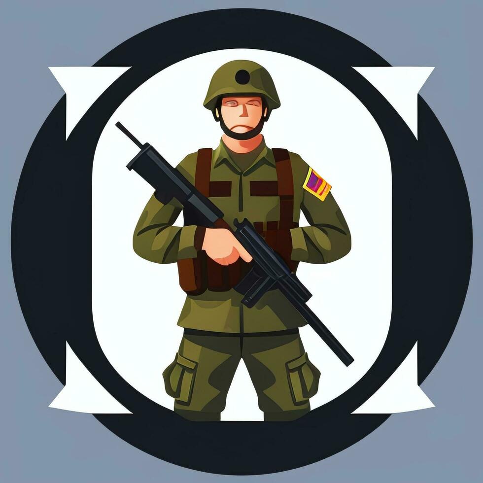 AI generated Soldier Avatar Potrait Icon Clip Art Sticker Decoration Simple Background photo