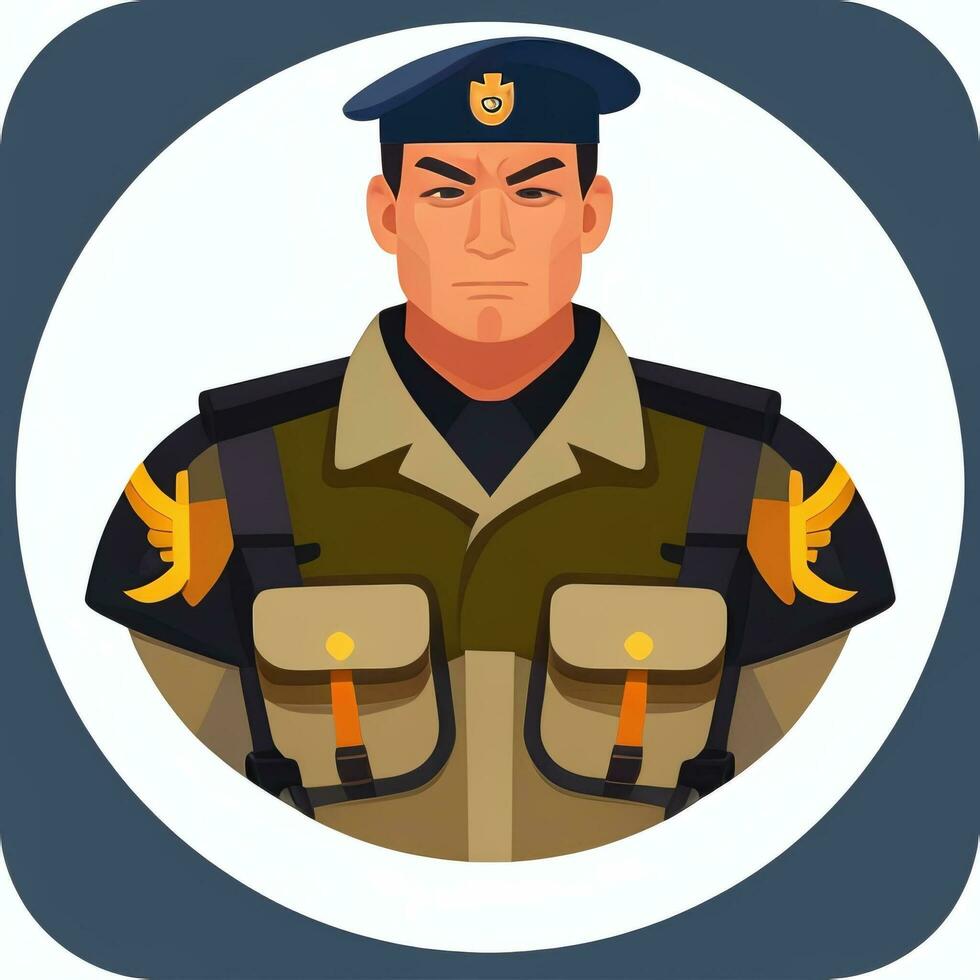 AI generated Soldier Avatar Potrait Icon Clip Art Sticker Decoration Simple Background photo