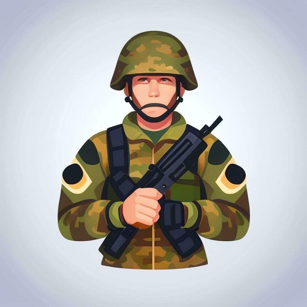 AI generated Soldier Avatar Potrait Icon Clip Art Sticker Decoration Simple Background photo