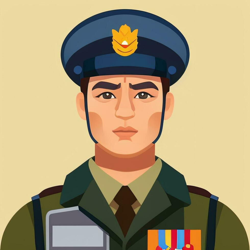 AI generated Soldier Avatar Potrait Icon Clip Art Sticker Decoration Simple Background photo