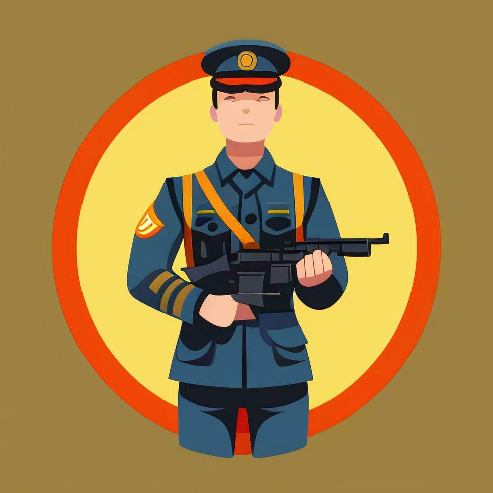 AI generated Soldier Avatar Potrait Icon Clip Art Sticker Decoration Simple Background photo