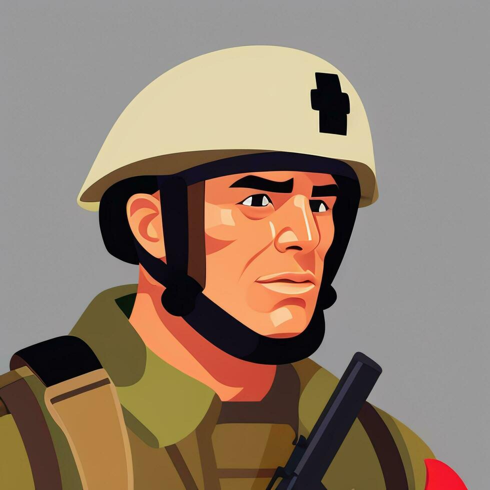 AI generated Soldier Avatar Potrait Icon Clip Art Sticker Decoration Simple Background photo