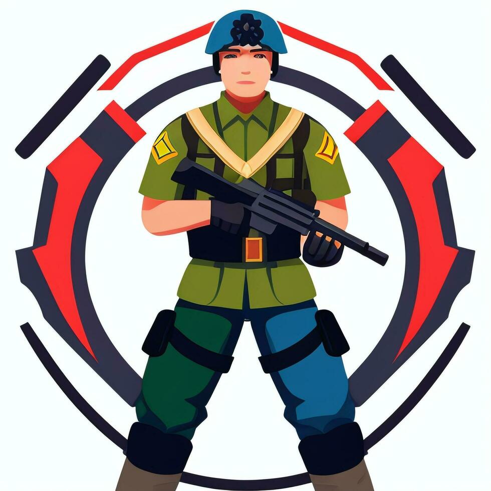 AI generated Soldier Avatar Potrait Icon Clip Art Sticker Decoration Simple Background photo