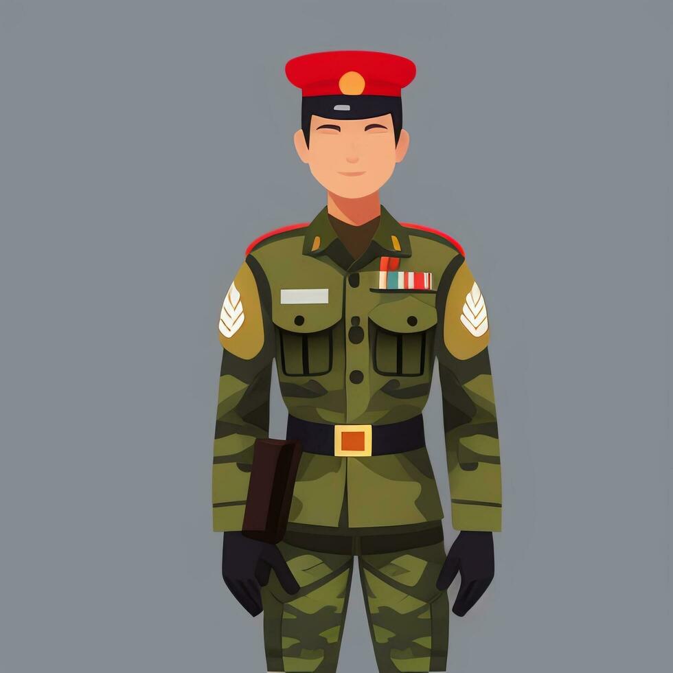 AI generated Soldier Avatar Potrait Icon Clip Art Sticker Decoration Simple Background photo