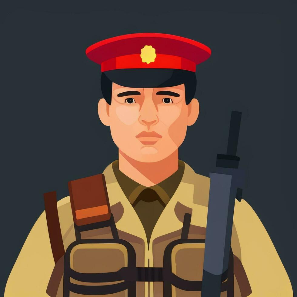 AI generated Soldier Avatar Potrait Icon Clip Art Sticker Decoration Simple Background photo