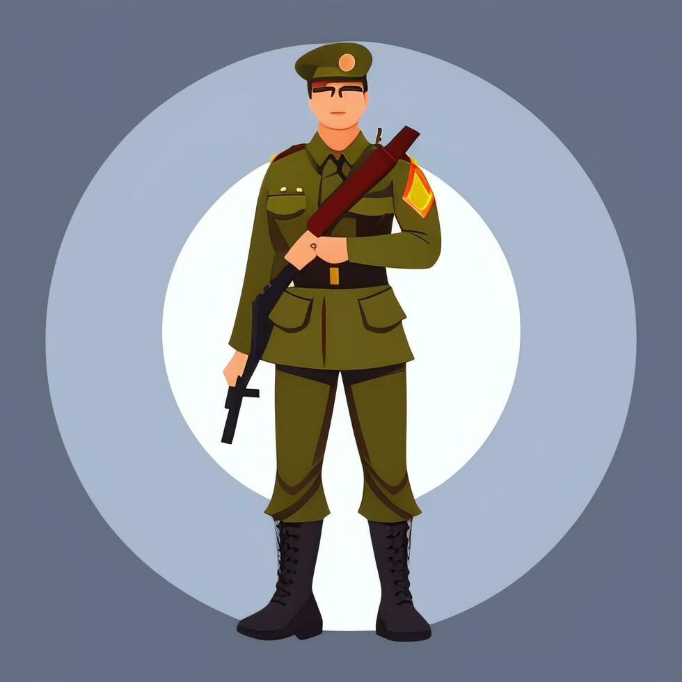 AI generated Soldier Avatar Potrait Icon Clip Art Sticker Decoration Simple Background photo