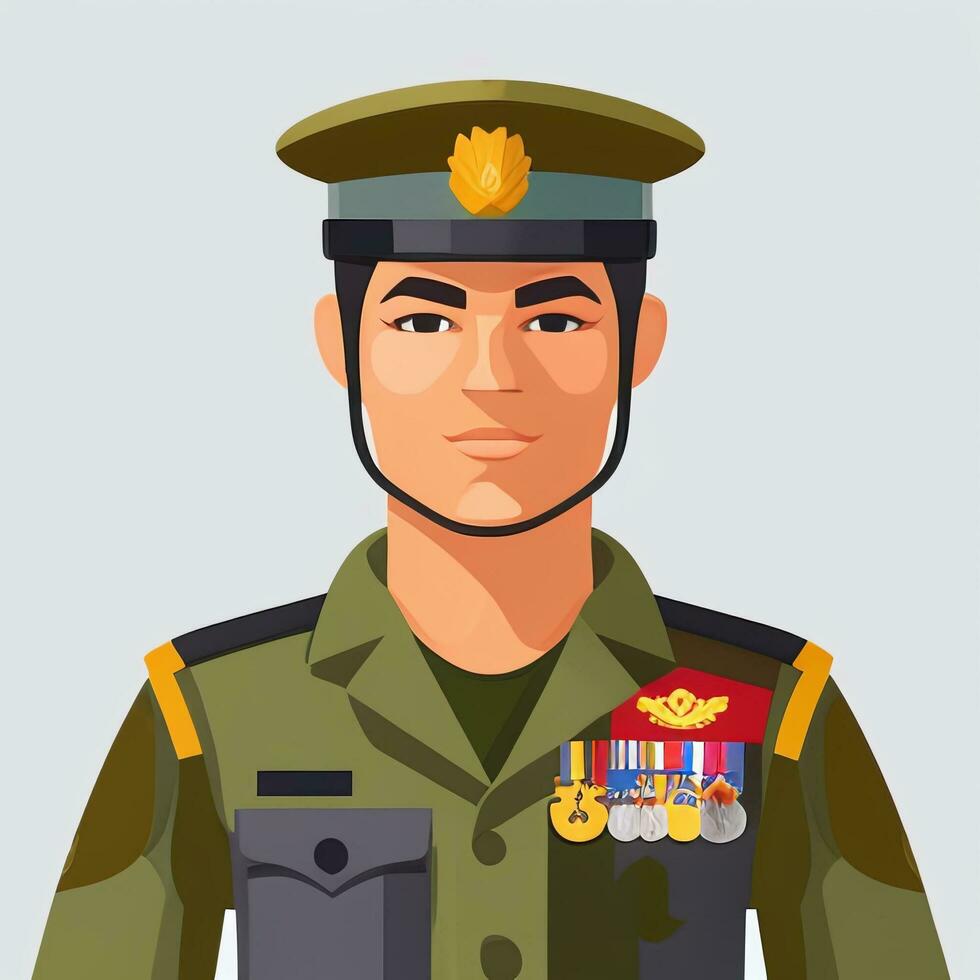 AI generated Soldier Avatar Potrait Icon Clip Art Sticker Decoration Simple Background photo