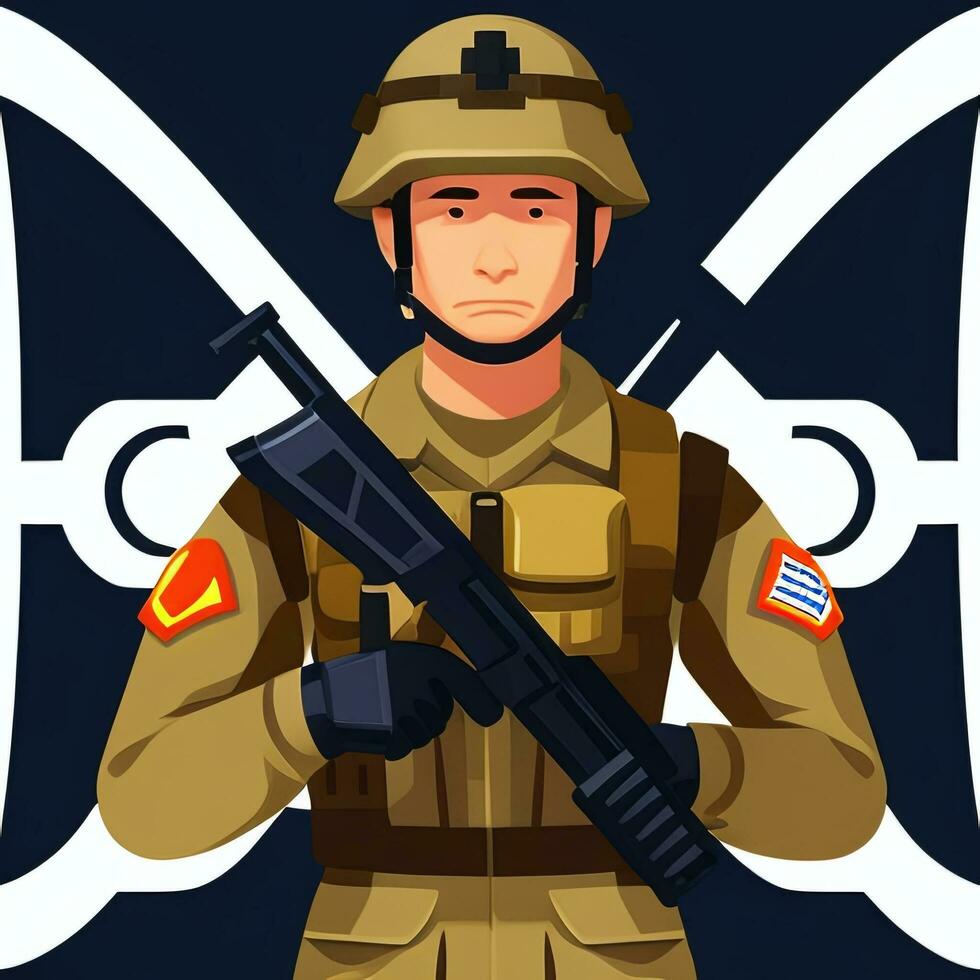 AI generated Soldier Avatar Potrait Icon Clip Art Sticker Decoration Simple Background photo