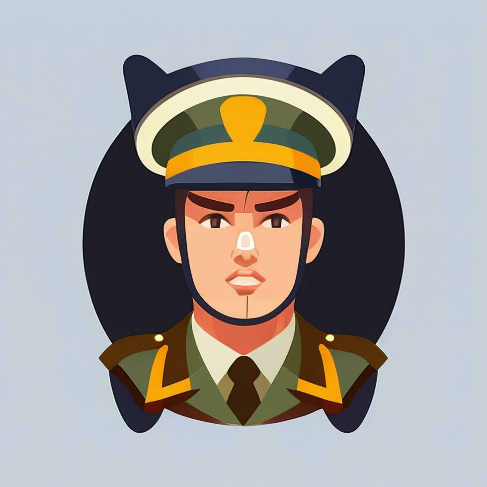 AI generated Soldier Avatar Potrait Icon Clip Art Sticker Decoration Simple Background photo