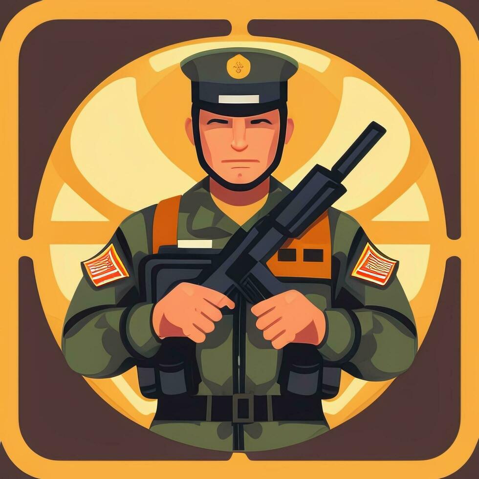 AI generated Soldier Avatar Potrait Icon Clip Art Sticker Decoration Simple Background photo