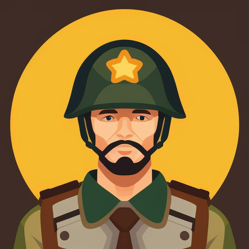 AI generated Soldier Avatar Potrait Icon Clip Art Sticker Decoration Simple Background photo