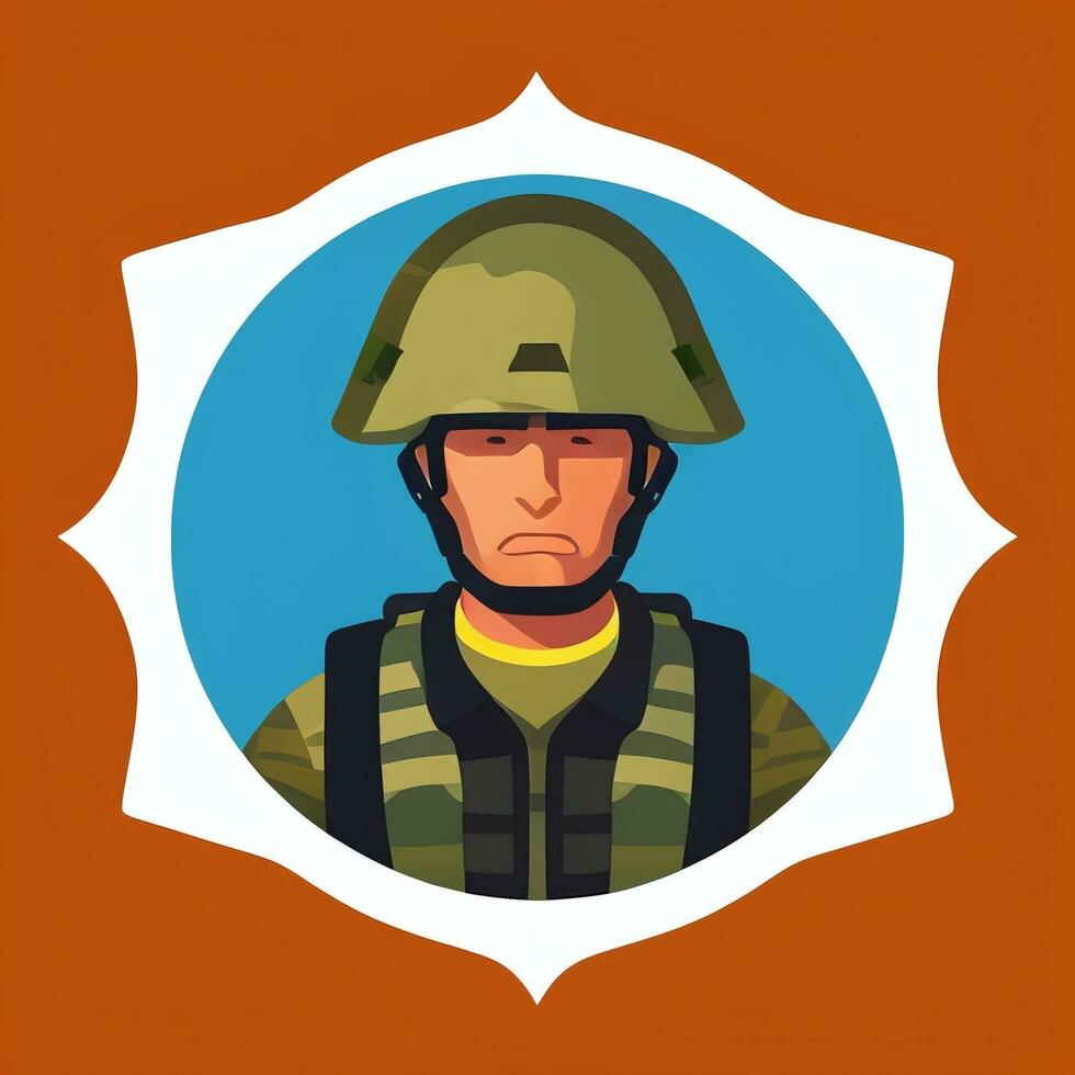 AI generated Soldier Avatar Potrait Icon Clip Art Sticker Decoration Simple Background photo