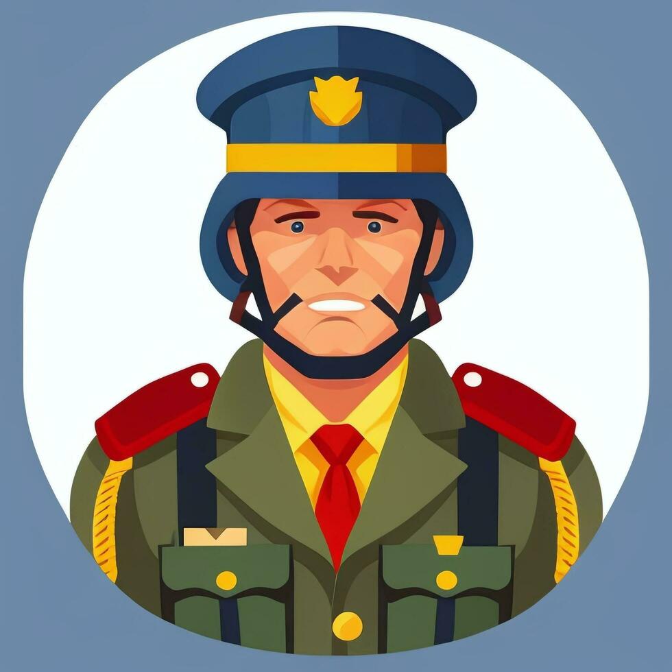 AI generated Soldier Avatar Potrait Icon Clip Art Sticker Decoration Simple Background photo