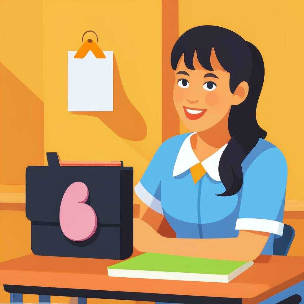 AI generated Teacher Student Study Potrait Icon Clip Art Sticker Decoration Simple Background photo