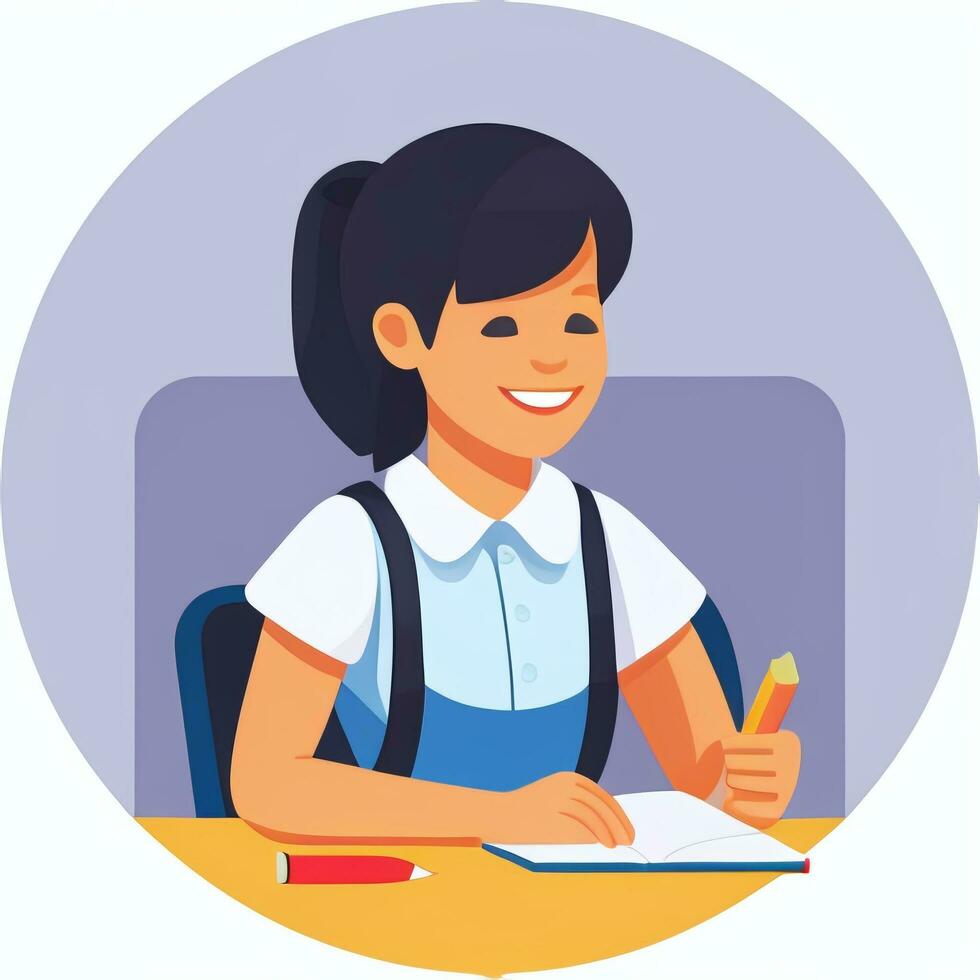 AI generated Teacher Student Study Potrait Icon Clip Art Sticker Decoration Simple Background photo