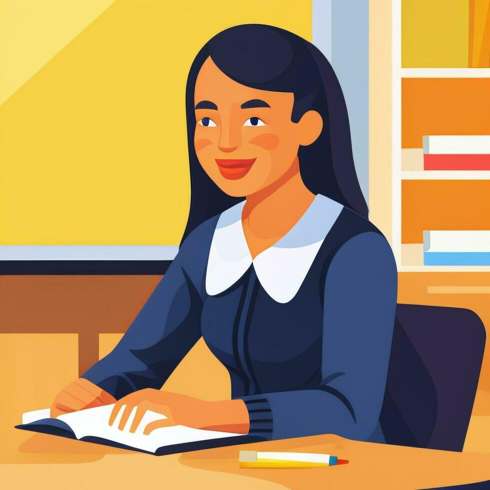 AI generated Teacher Student Study Potrait Icon Clip Art Sticker Decoration Simple Background photo