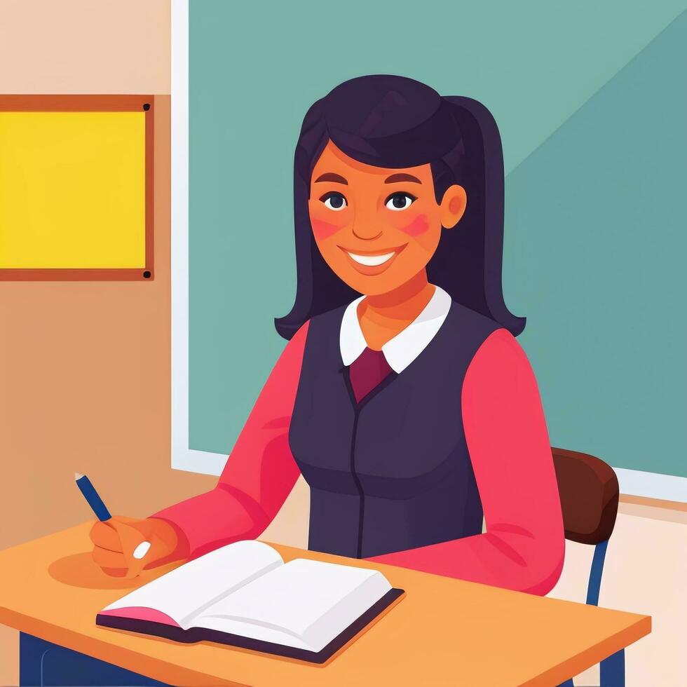AI generated Teacher Student Study Potrait Icon Clip Art Sticker Decoration Simple Background photo
