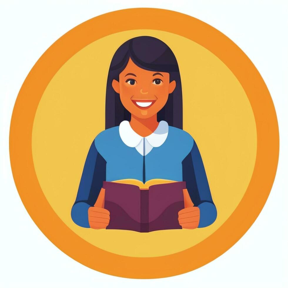 AI generated Teacher Student Study Potrait Icon Clip Art Sticker Decoration Simple Background photo
