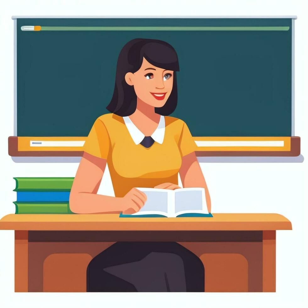 AI generated Teacher Student Study Potrait Icon Clip Art Sticker Decoration Simple Background photo