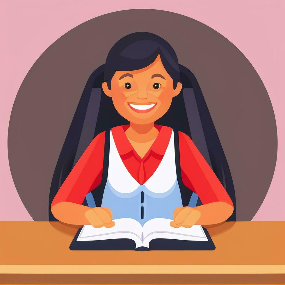 AI generated Teacher Student Study Potrait Icon Clip Art Sticker Decoration Simple Background photo
