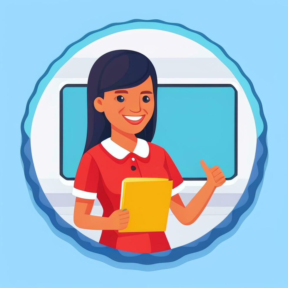 AI generated Teacher Student Study Potrait Icon Clip Art Sticker Decoration Simple Background photo