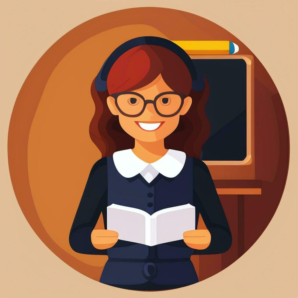 AI generated Teacher Student Study Potrait Icon Clip Art Sticker Decoration Simple Background photo