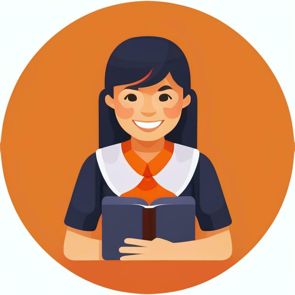 AI generated Teacher Student Study Potrait Icon Clip Art Sticker Decoration Simple Background photo