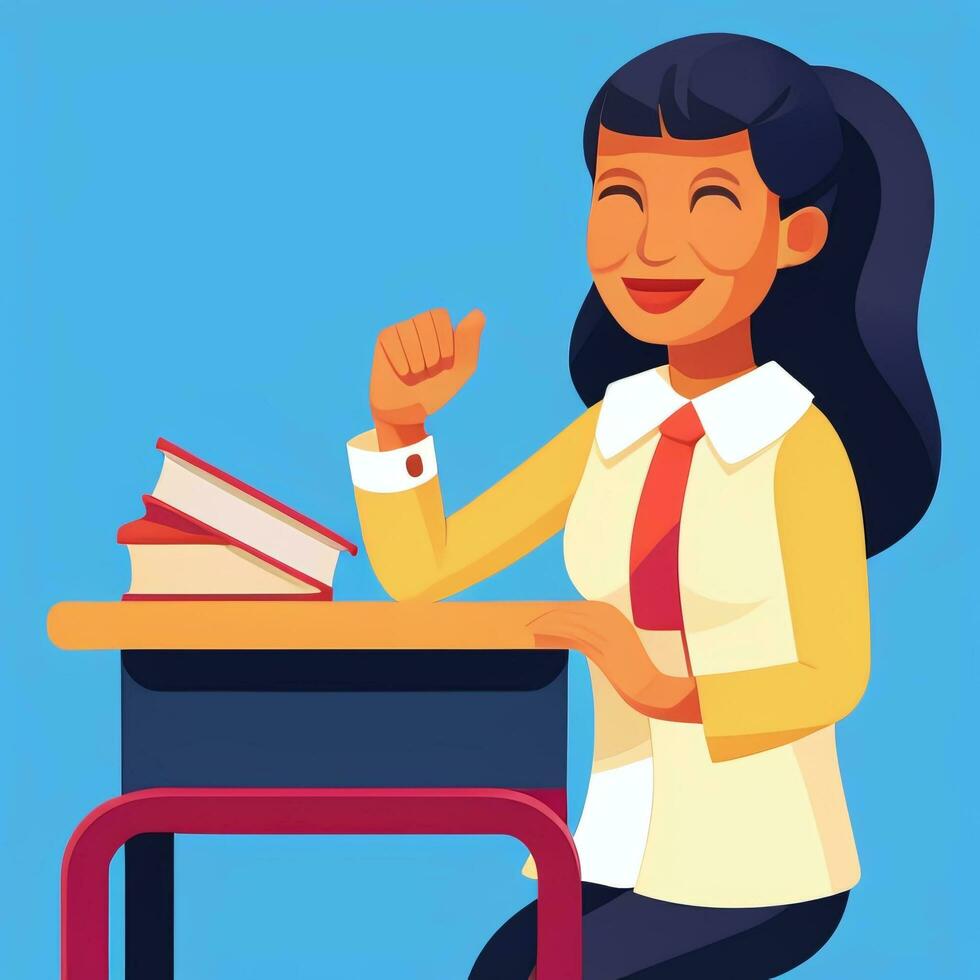 AI generated Teacher Student Study Potrait Icon Clip Art Sticker Decoration Simple Background photo