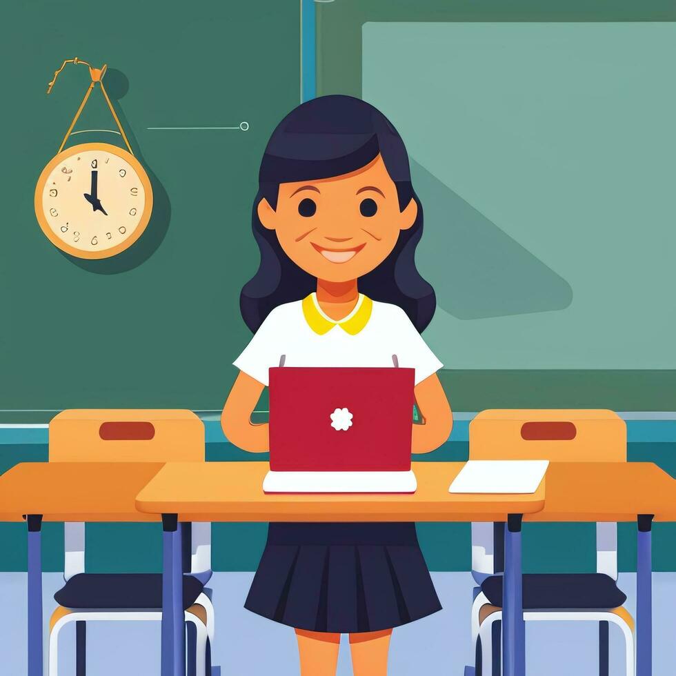 AI generated Teacher Student Study Potrait Icon Clip Art Sticker Decoration Simple Background photo