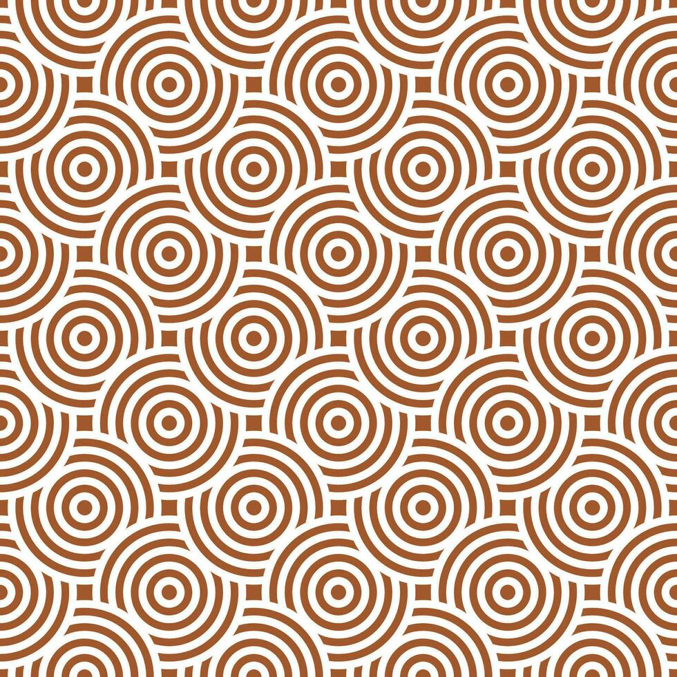 Brown and white seamless japanese style intersecting circles spiral pattern vector