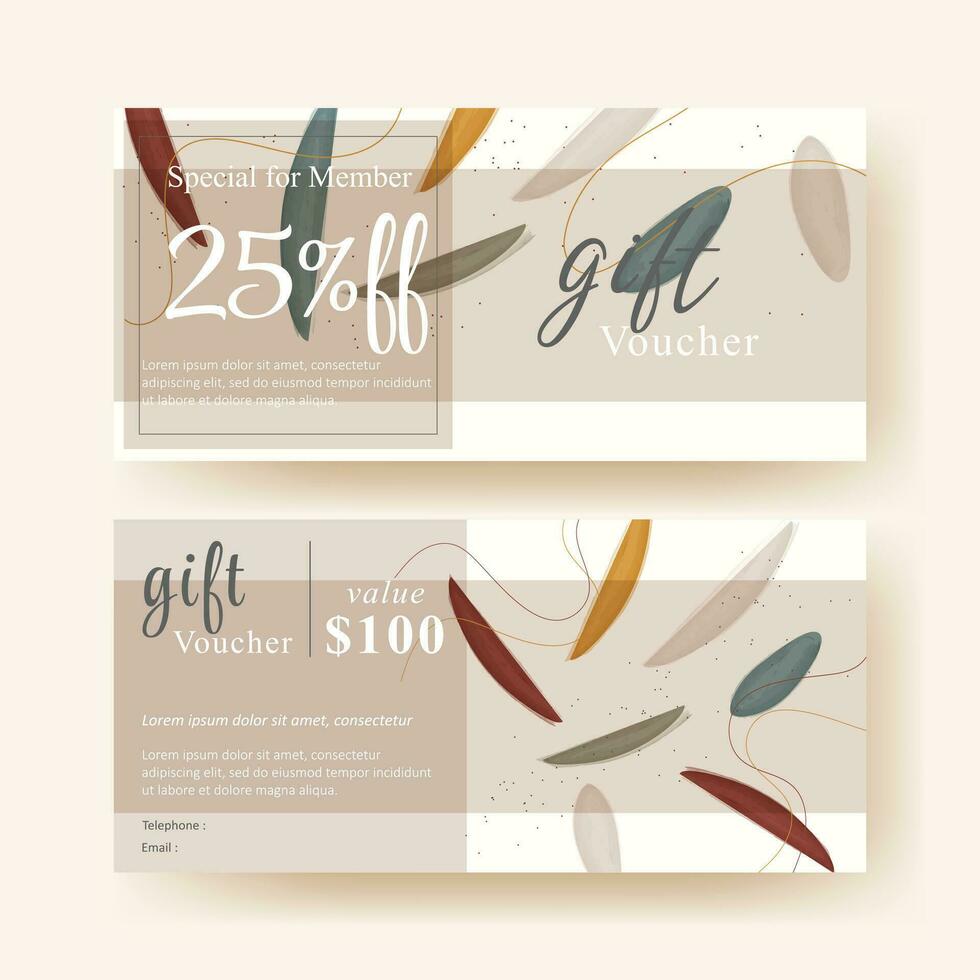 set of gift voucher coupon template with creative elegant abstract design vector