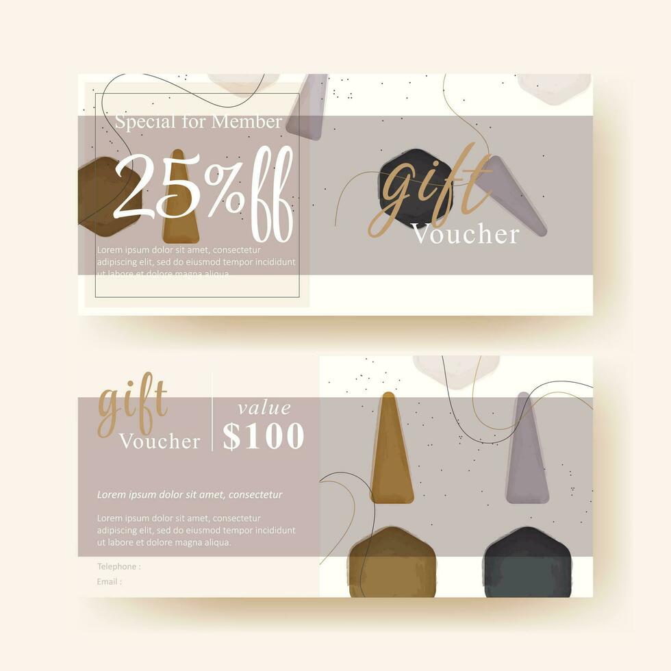 set of gift voucher coupon template with creative trendy abstract design vector