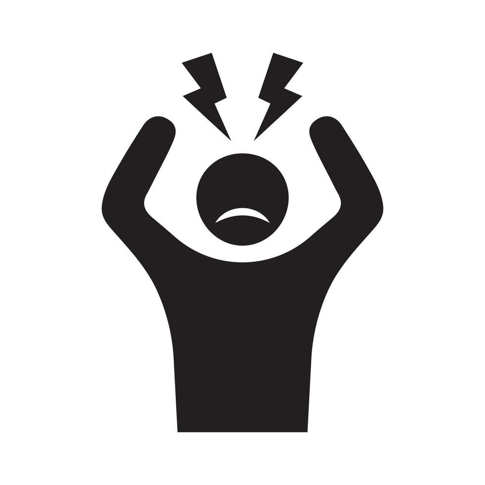 Stress nervous icon. Angry person, crazy flat style icon. Headache glyph icon. vector