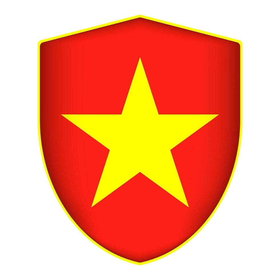 Vietnam flag in shield shape. Vector illustration.