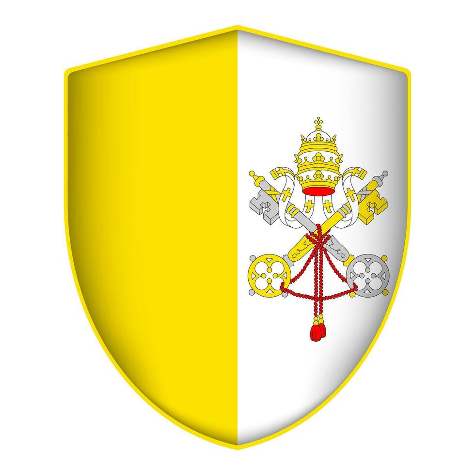 Vaticano ciudad bandera en proteger forma. vector ilustración.