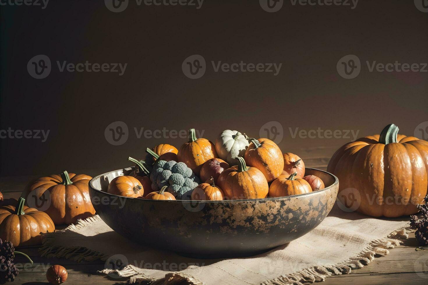 AI generated Autumn Still Life Thanksgiving Harvest Rustic Style Ai Generative photo