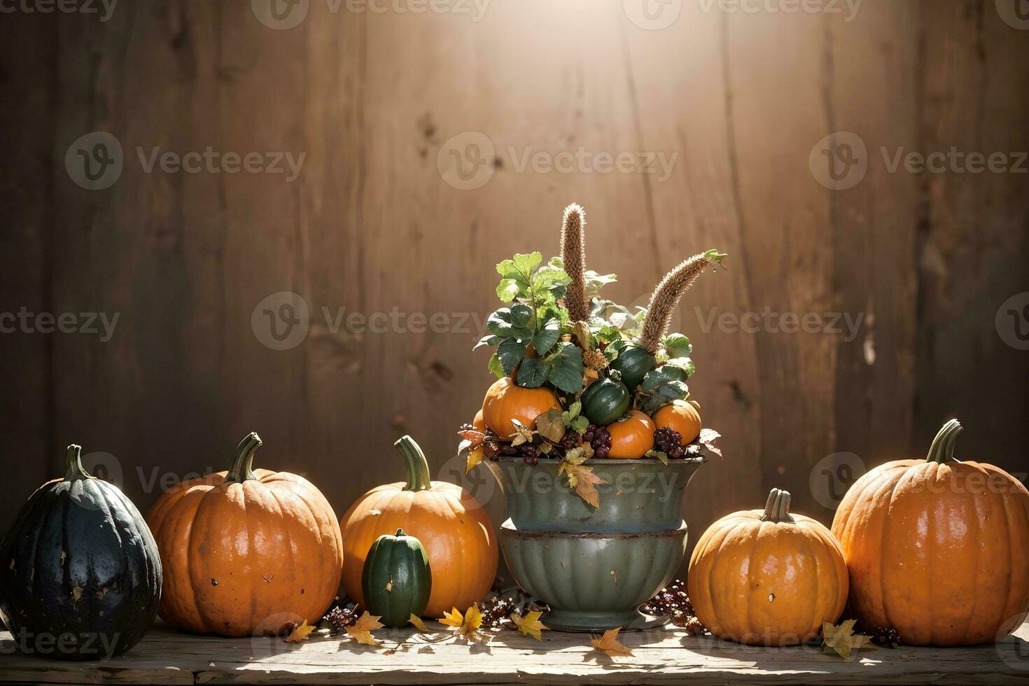AI generated Autumn Still Life Thanksgiving Harvest Rustic Style Ai Generative photo
